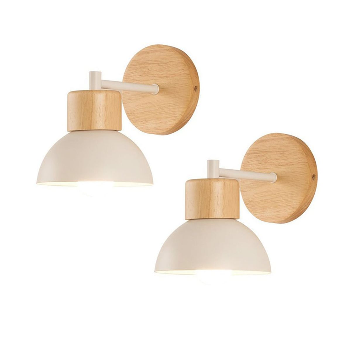 HOME NEAT - 2 Unidades Apliqués de Pared Madera Moderno E27- Blanco