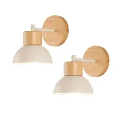 HOME NEAT - 2 Unidades Apliqués de Pared Madera Moderno E27- Blanco