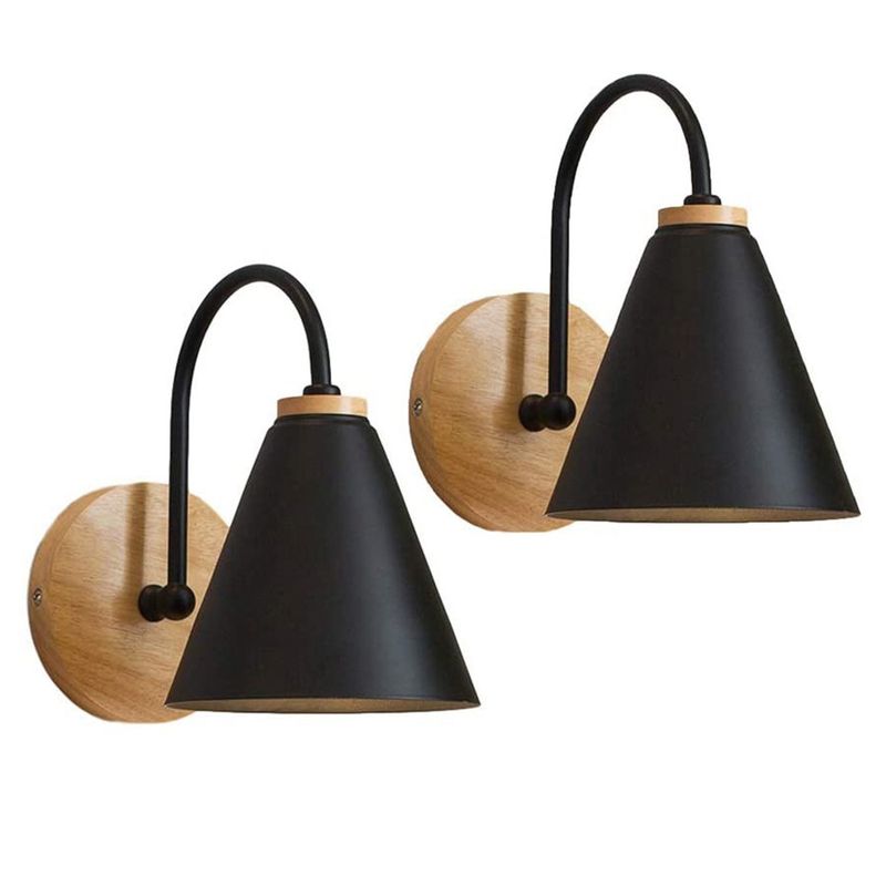 HOME NEAT - 2 Unidades Apliques de pared Madera moderno lámpara de pared E27