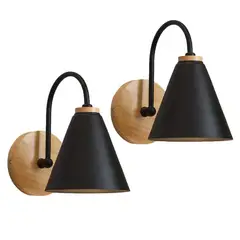 HOME NEAT - 2 Unidades Apliques de pared Madera moderno lámpara de pared E27