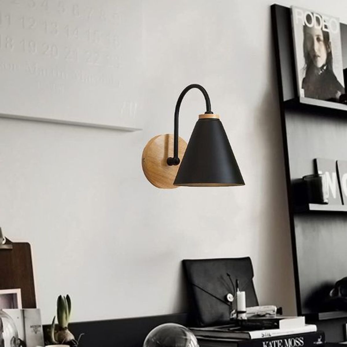 HOME NEAT - 2 Unidades Apliques de pared Madera moderno lámpara de pared E27