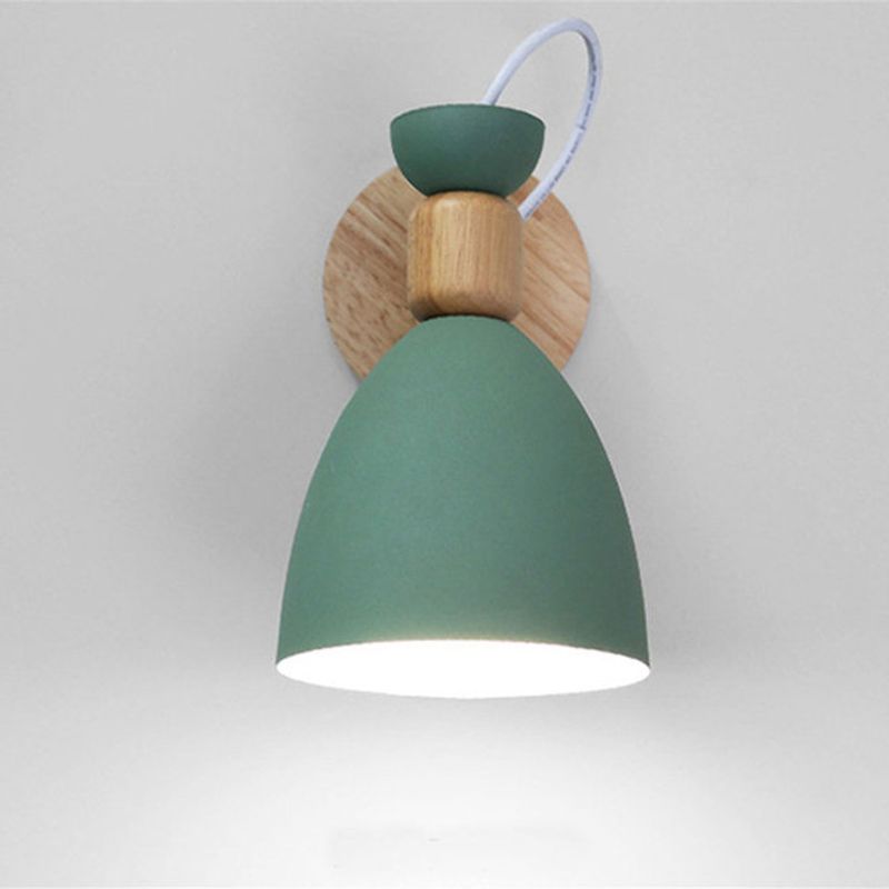 HOME NEAT - Lámpara de pared moderna madera e27 iluminación de apliqu metal Verde