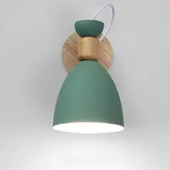 HOME NEAT - Lámpara de pared moderna madera e27 iluminación de apliqu metal Verde