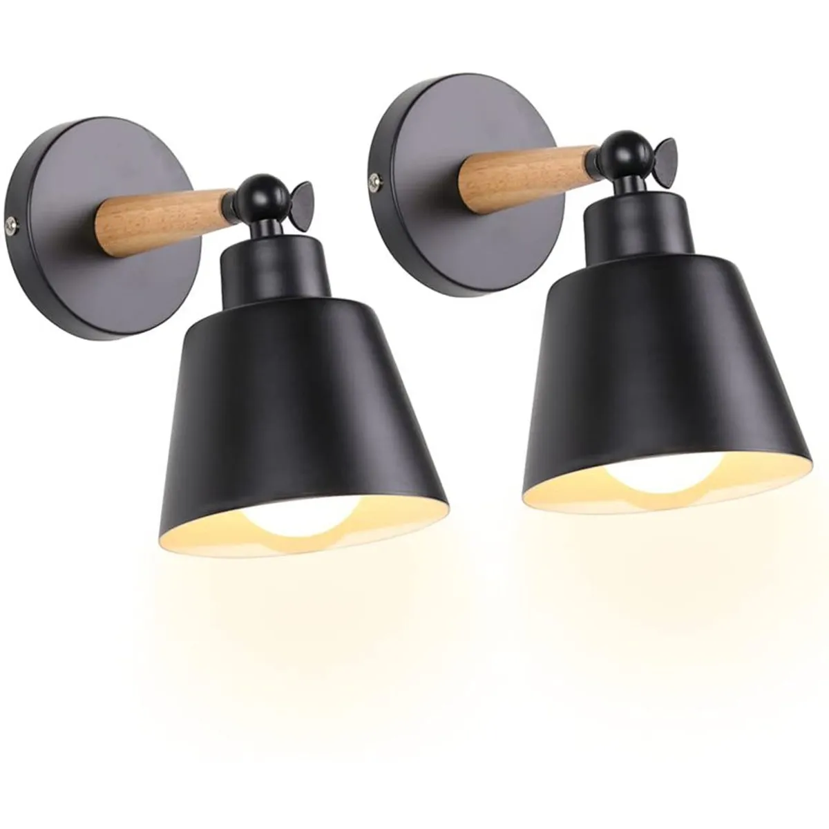 HOME NEAT - 2 Unidades Apliqué Metal Lámparas de pared modernas E27 - Negro