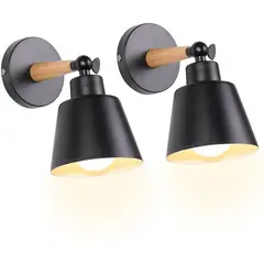 HOME NEAT - 2 Unidades Apliqué Metal Lámparas de pared modernas E27 - Negro