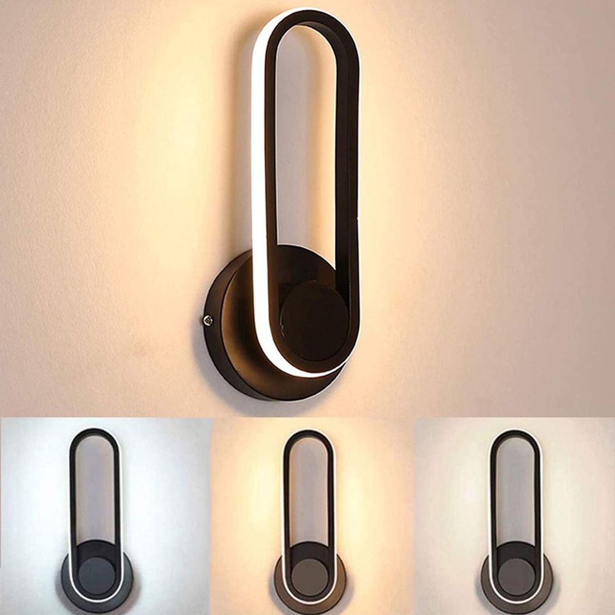 HOME NEAT - Lámpara de pared LED Aplique de pared regulable 3 colores