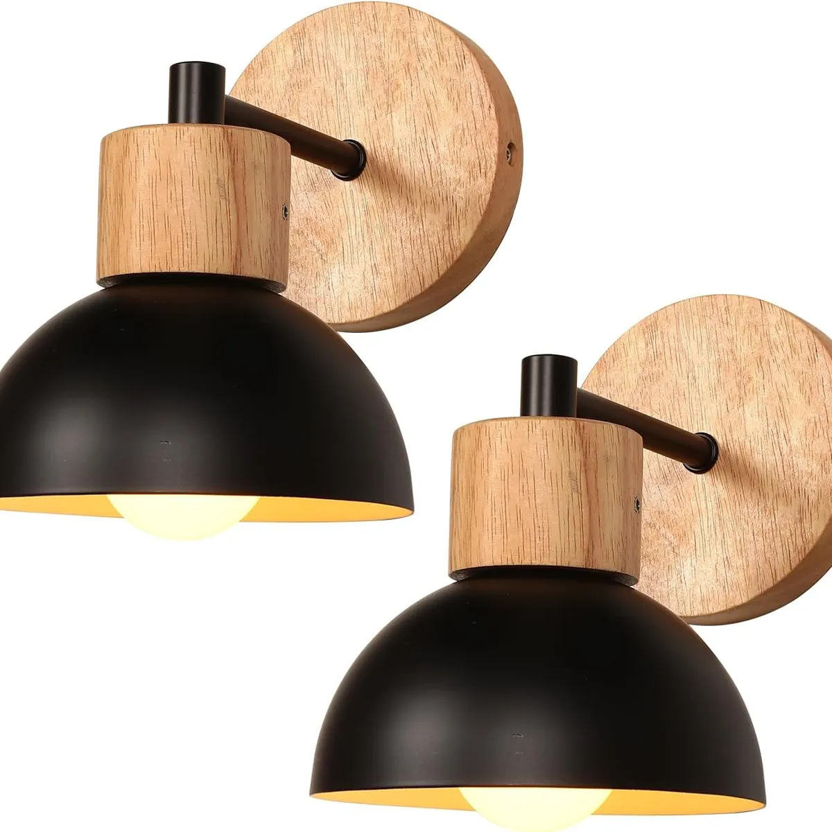 HOME NEAT - 2 Unidades lámparas de pared de LED madera - Negro