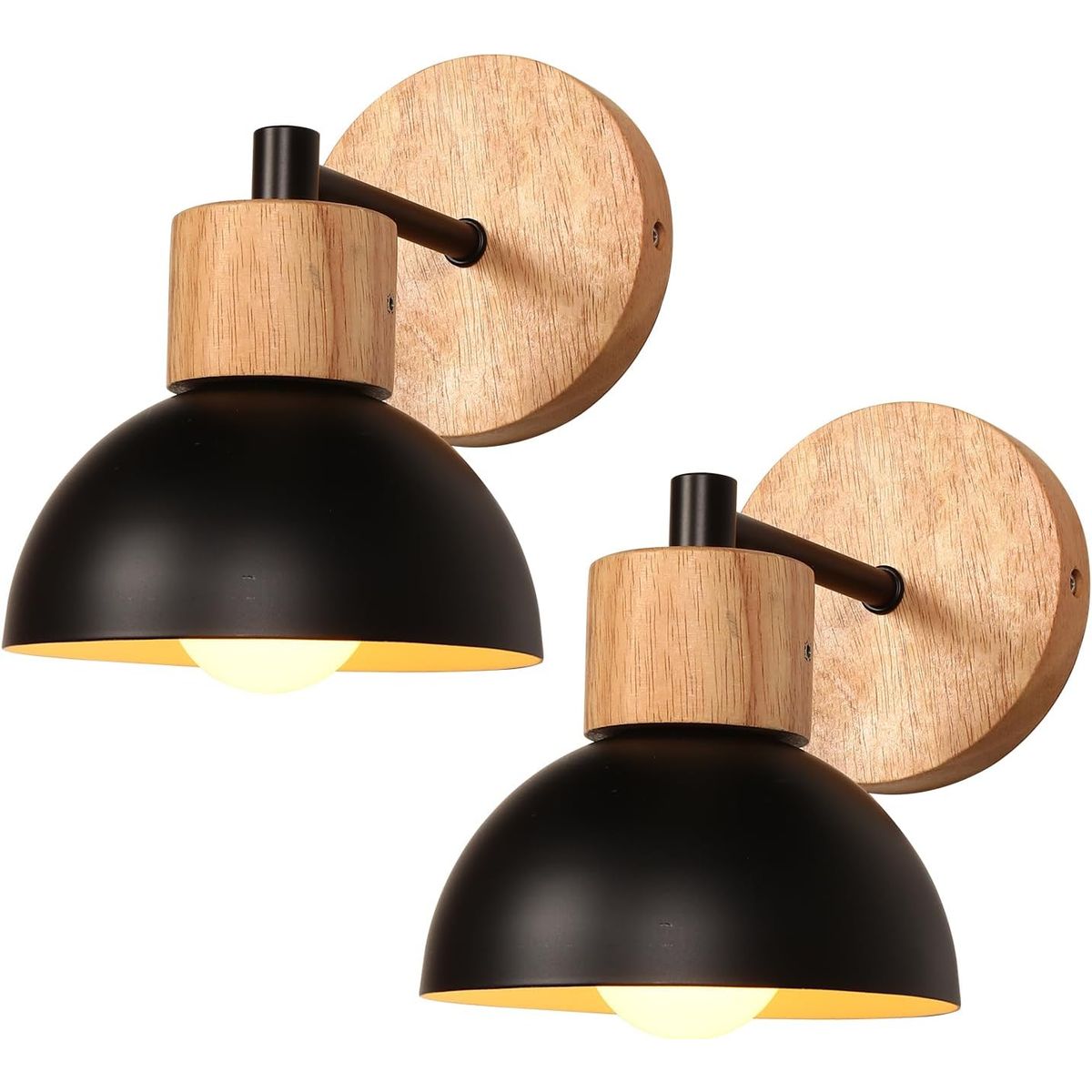 HOME NEAT - 2 Unidades lámparas de pared de LED madera - Negro