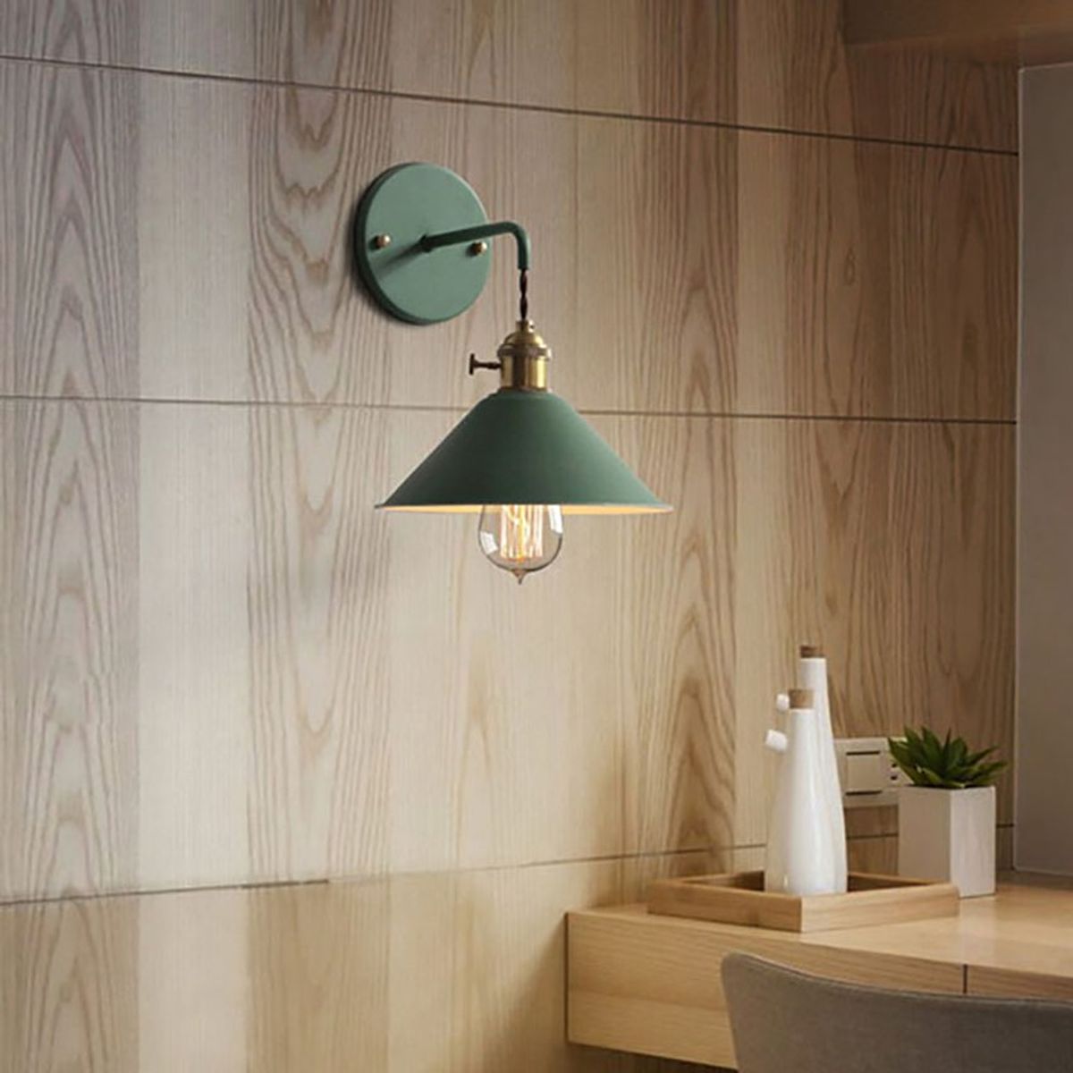 HOME NEAT - Apliques Vintage de pared lámpara metal e27 Verde