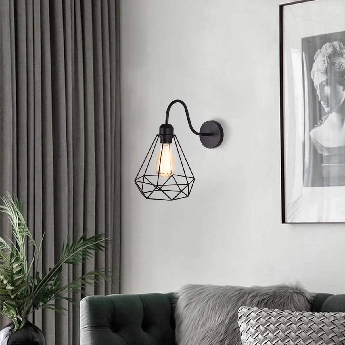 HOME NEAT - Lámpara Pared Vintage Casquillo E27 Negro