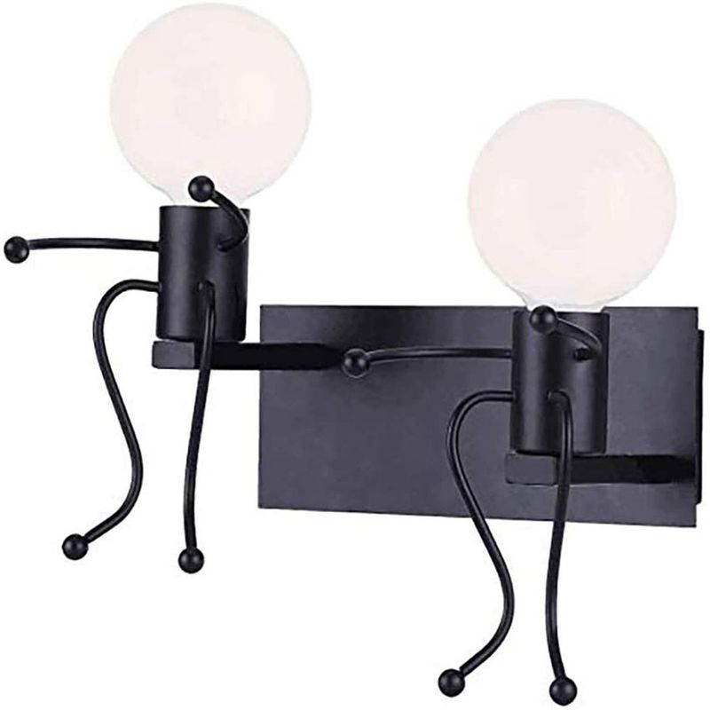 HOME NEAT - Lámpara de pared vintage industrial base e27 doble negro