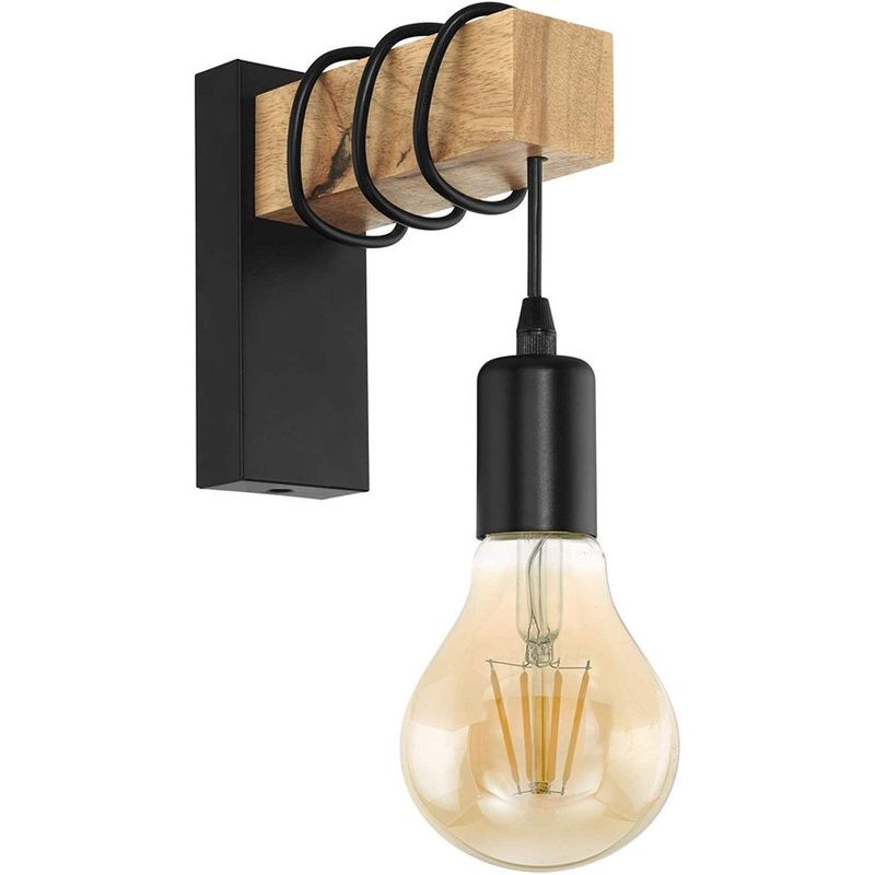 HOME NEAT - Home-neat luz lámpara de pared madera estilo moderno Negro