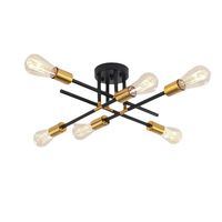 Lámpara de techo moderna metálica de 6 focos - Negro y Dorado