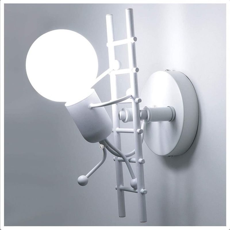 HOME NEAT - Lámpara de pared interior de luz de pared creativa humanoide hierro