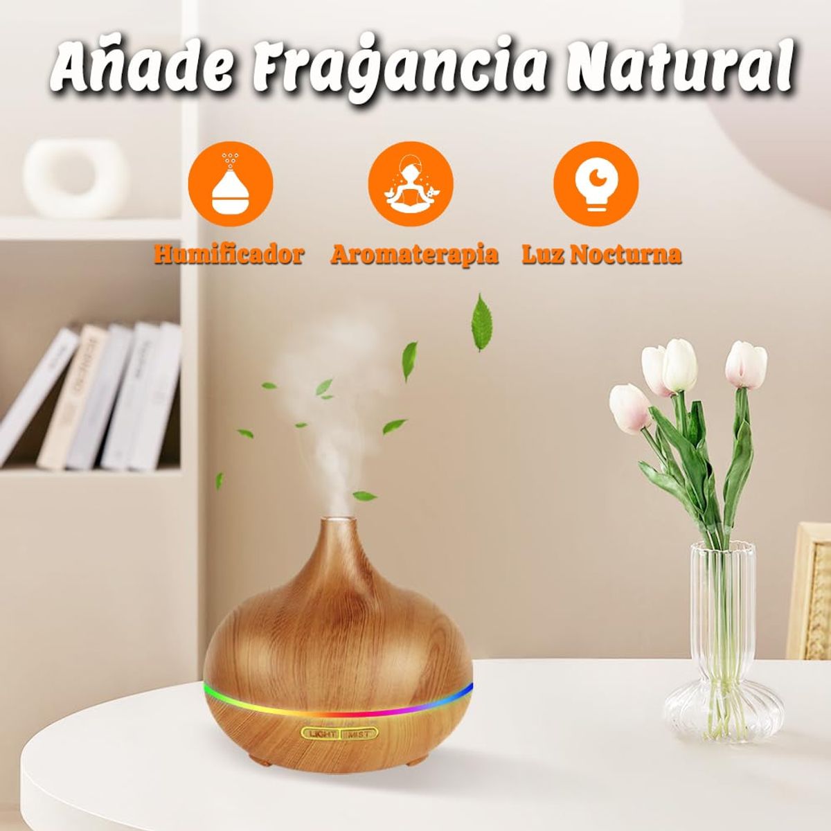 GENERICO - Humidificador De Aromas Con 8 Botellas De Aceites Esenciales