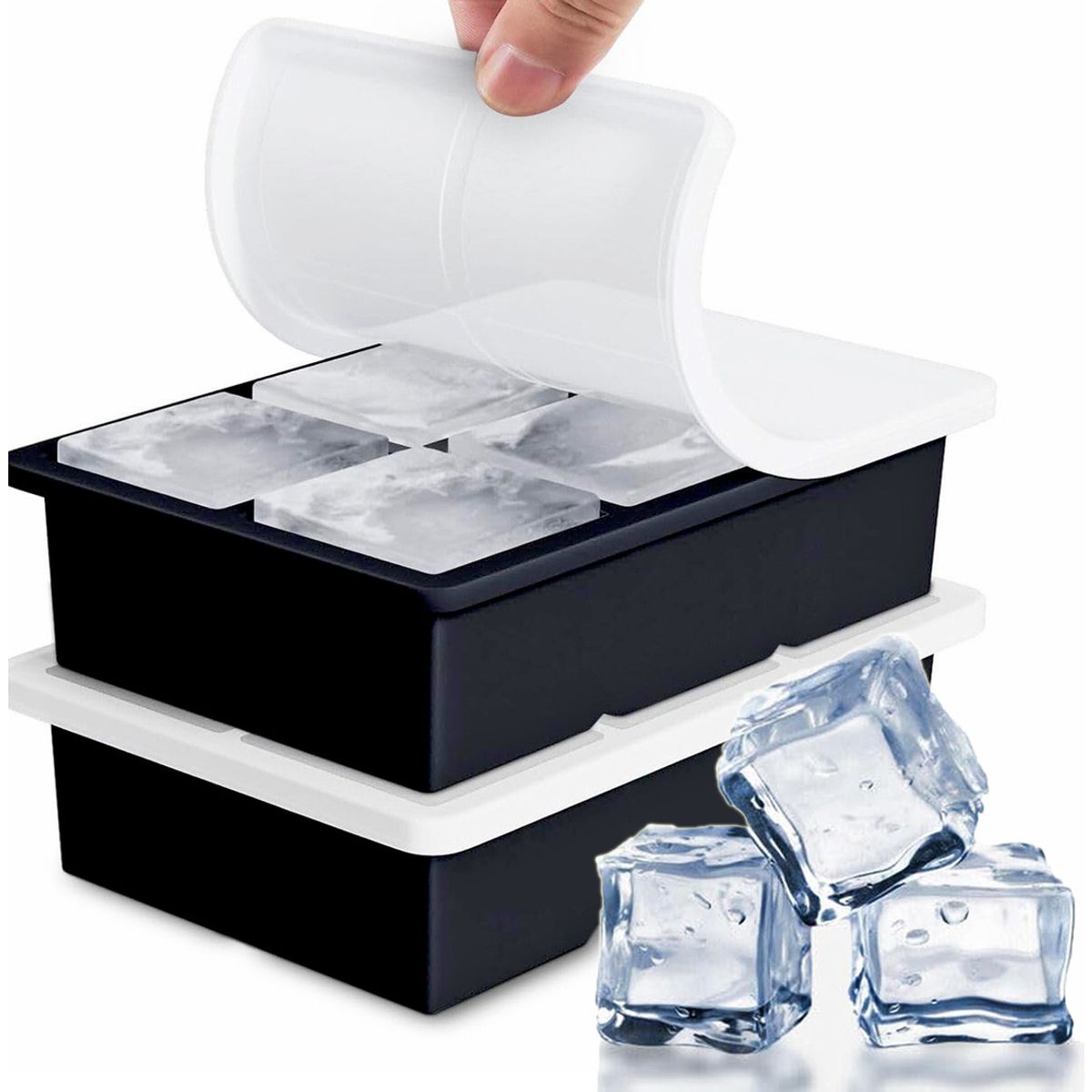 GENERICO - Bandeja Grande Para Cubitos De Hielo Con Tapa Para Whisky