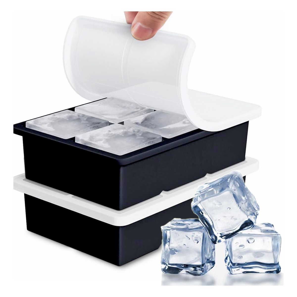 GENERICO - Bandeja Grande Para Cubitos De Hielo Con Tapa Para Whisky