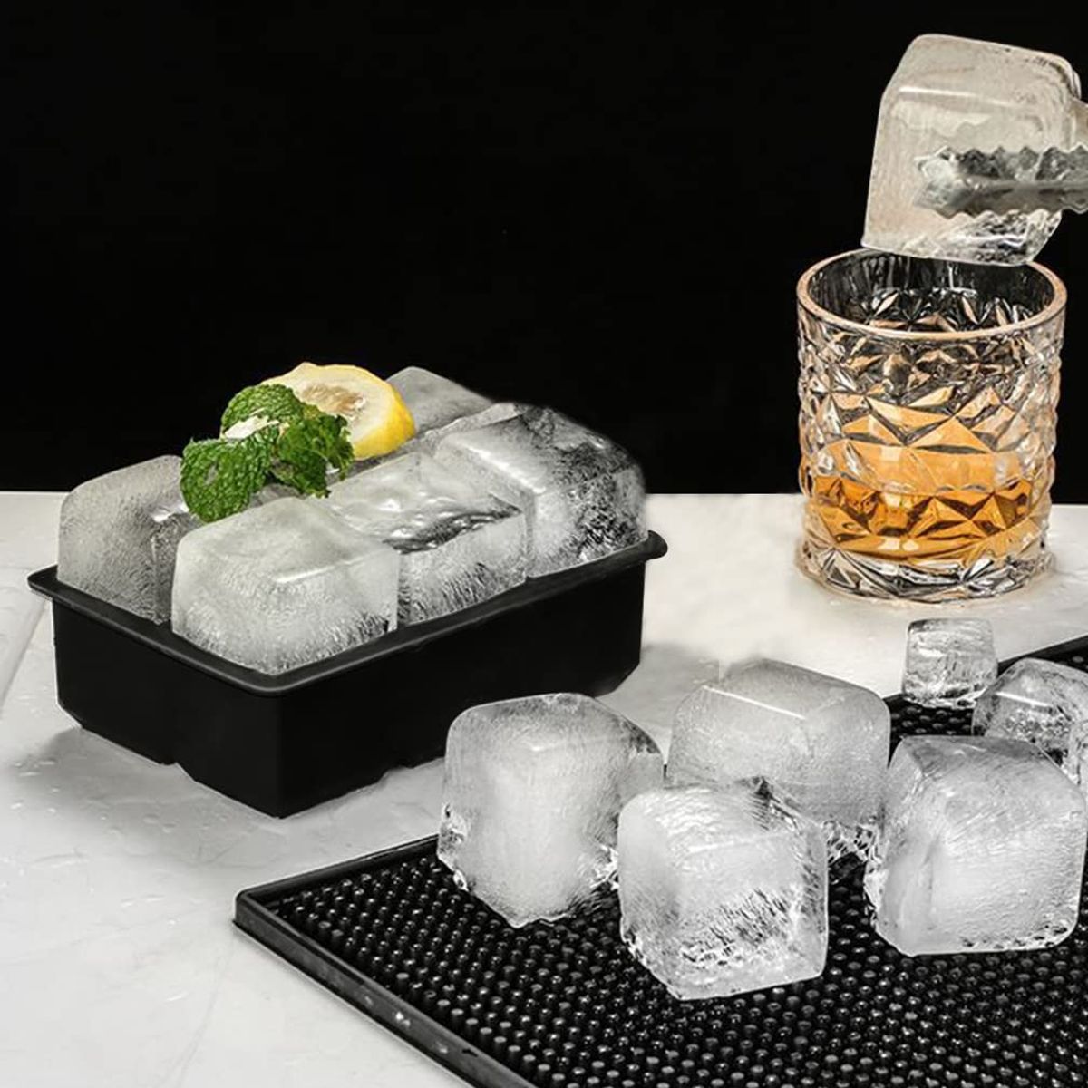 GENERICO - Bandeja Grande Para Cubitos De Hielo Con Tapa Para Whisky