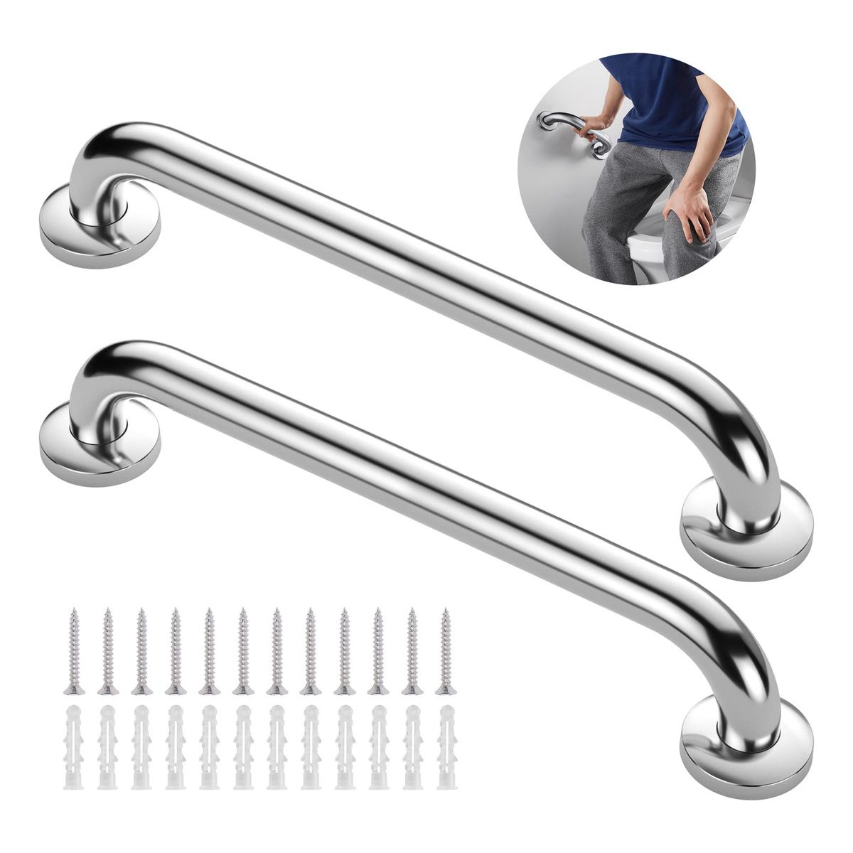 GENERICO - 2 Piezas 40cm Pasamano Acero Inoxidable Para Baño Escalera