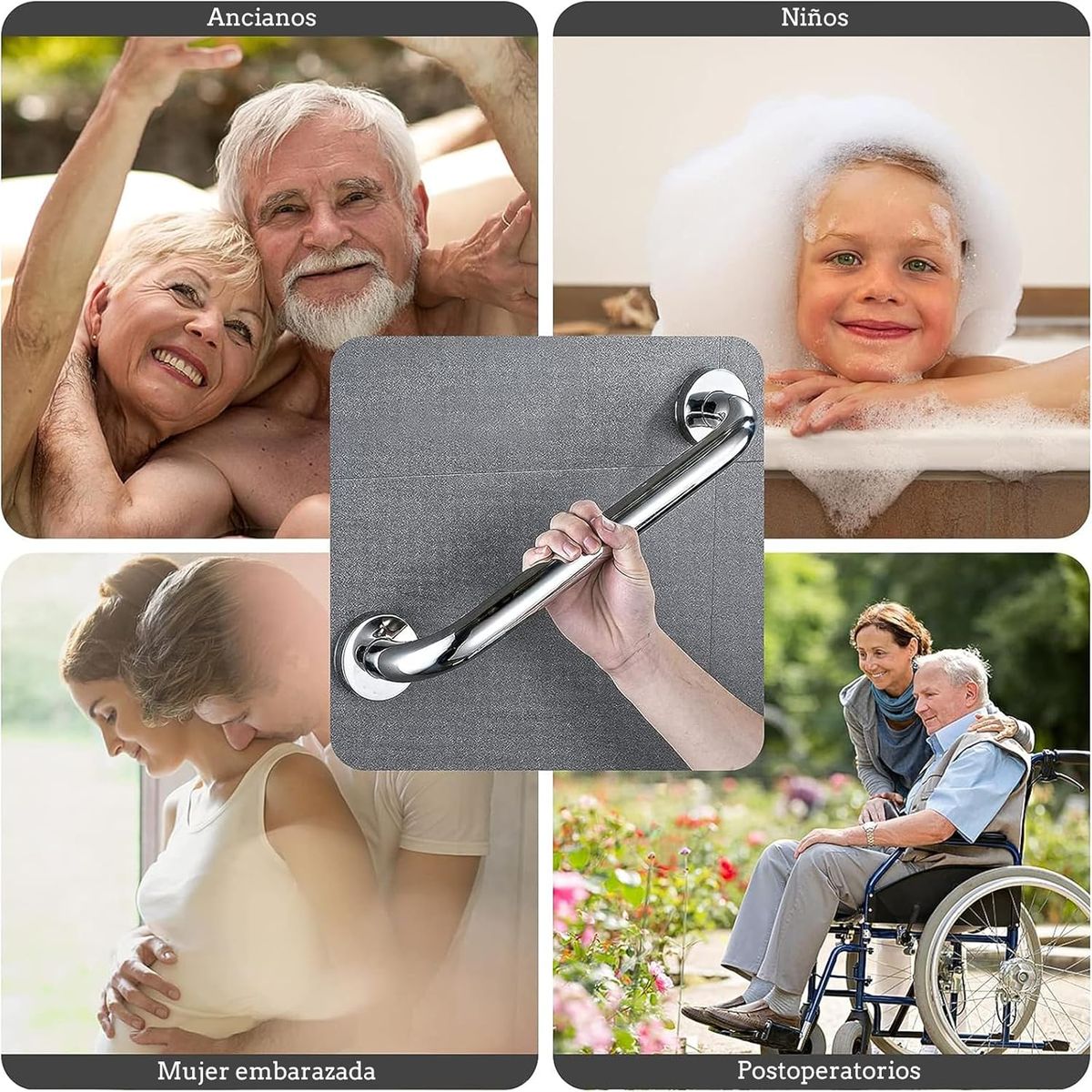 GENERICO - 2 Piezas 40cm Pasamano Acero Inoxidable Para Baño Escalera