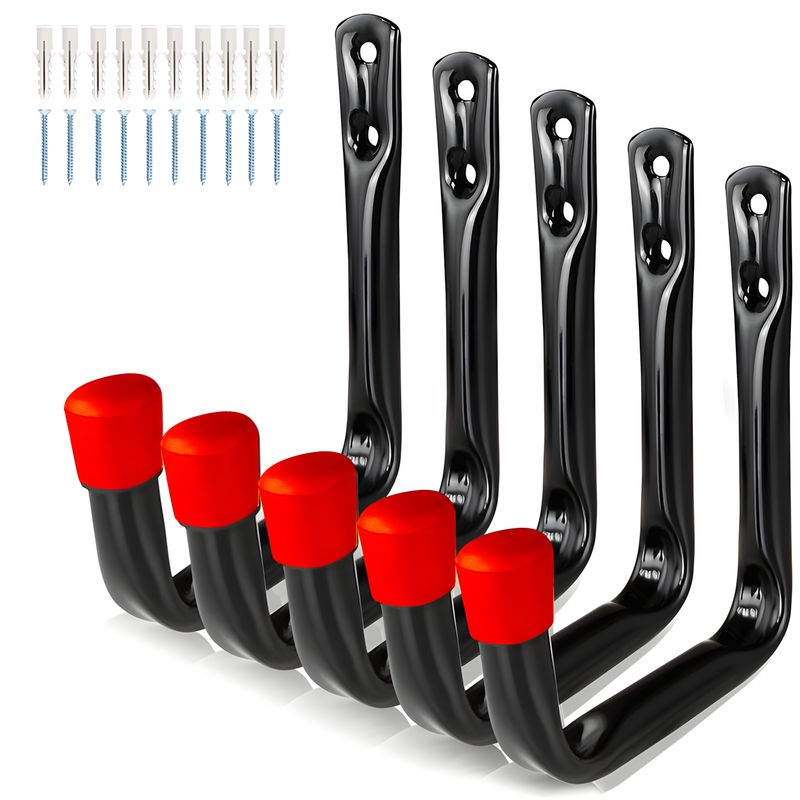 GENERICO - 5 Ganchos De Garaje Para Organizar Bicicleta Escalera-Rojo