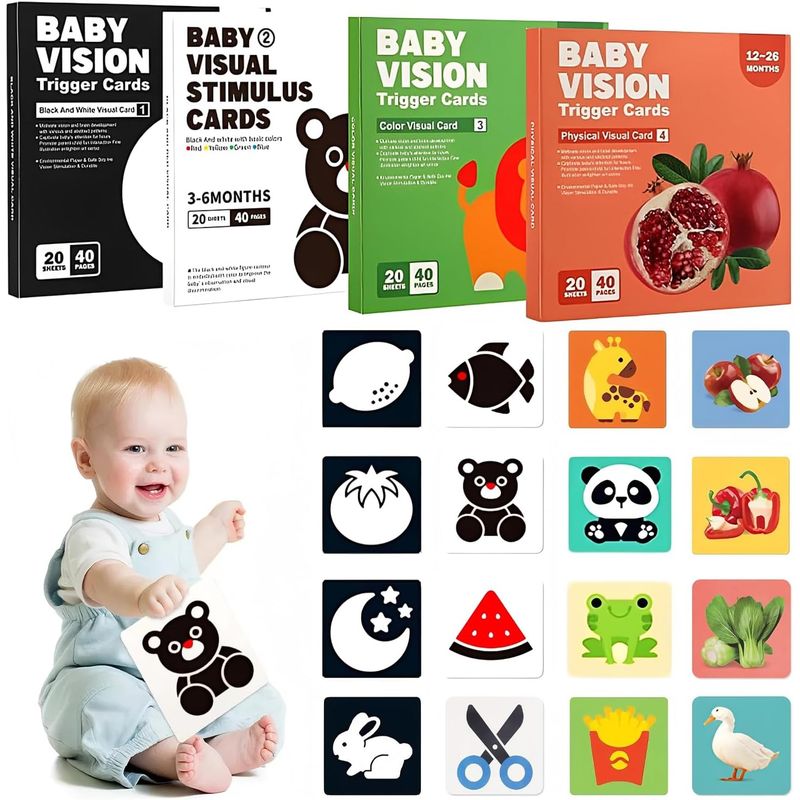GENERICO - Tarjetas De Estimulación Visual Para Bebés Regalo 80 Páginas