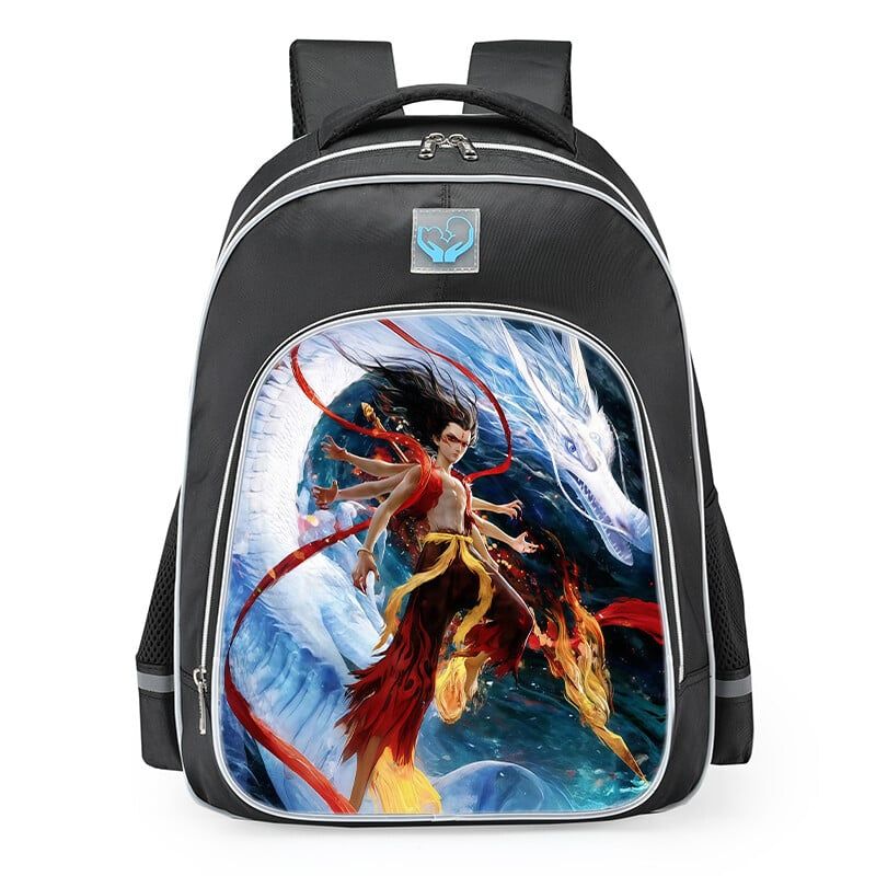 DANWEILE - Mochila para estudiantes Nezha conquista al Rey Dragón-12