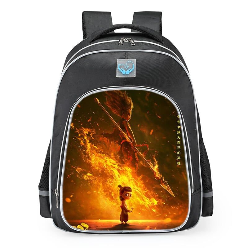 DANWEILE - Mochila para estudiantes Nezha conquista al Rey Dragón-18