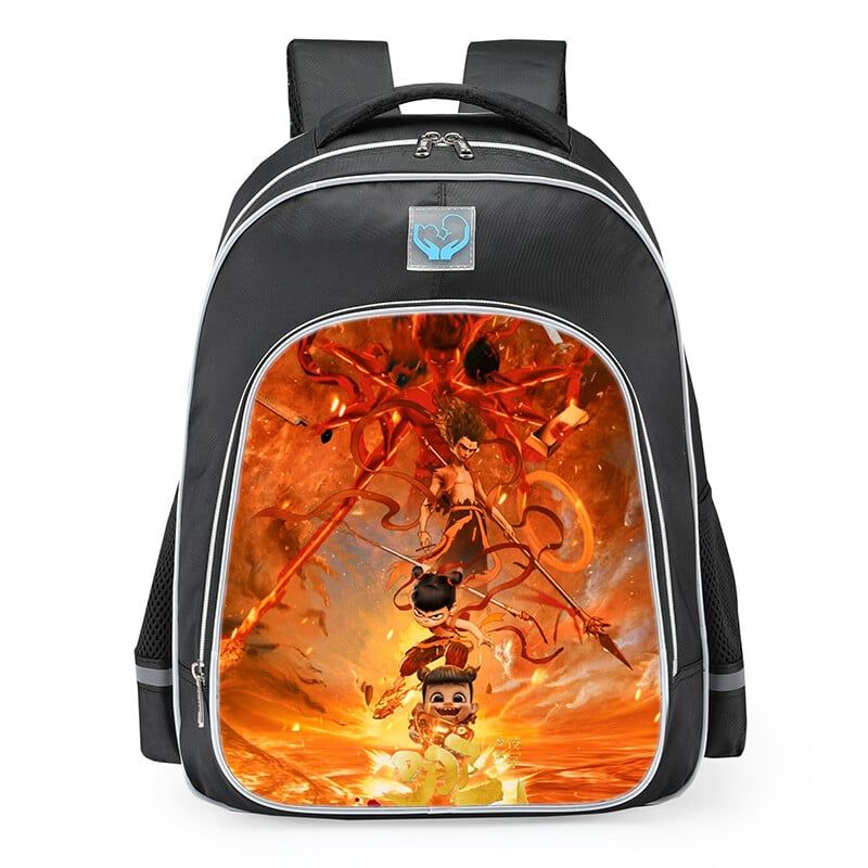DANWEILE - Mochila para estudiantes Nezha conquista al Rey Dragón-3