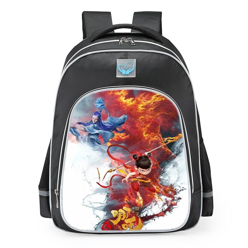 DANWEILE - Mochila para estudiantes Nezha conquista al Rey Dragón-4