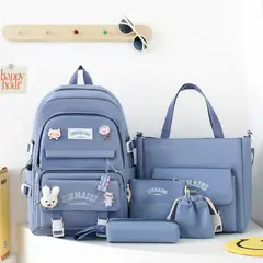 DANWEILE - Mochila Escolar Infantil + Accesorios Set 5 Piezas Colegio