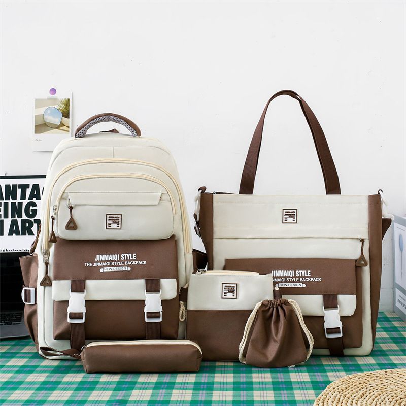 DANWEILE - Mochila Escolar Infantil + Accesorios Set 5 Piezas Colegio