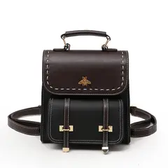 DANWEILE - Mochila Bee-GOCI Vintage de cuero para mujer-Negro
