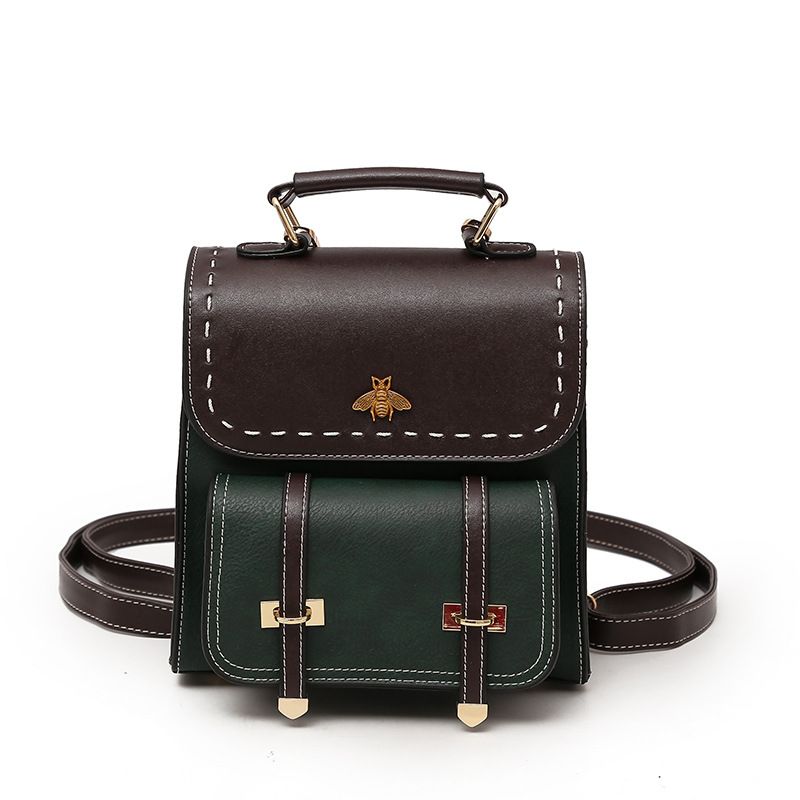 DANWEILE - Mochila Bee-GOCI Vintage de cuero para mujer-verde