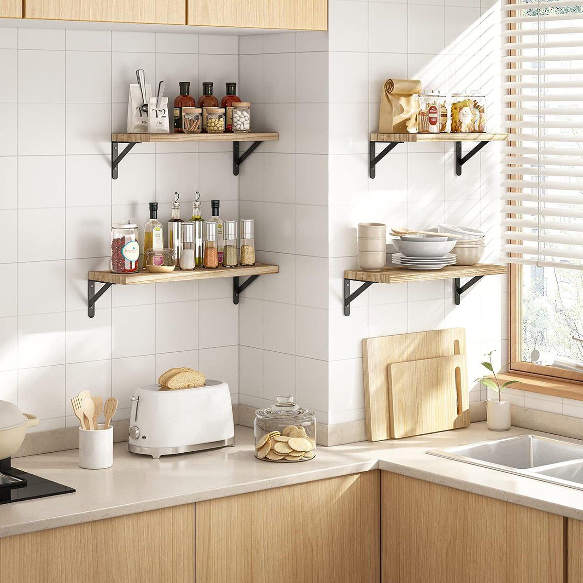 EINICIO - 4 Estantes Flotantes Montados En La Pared Para Salón Cocina