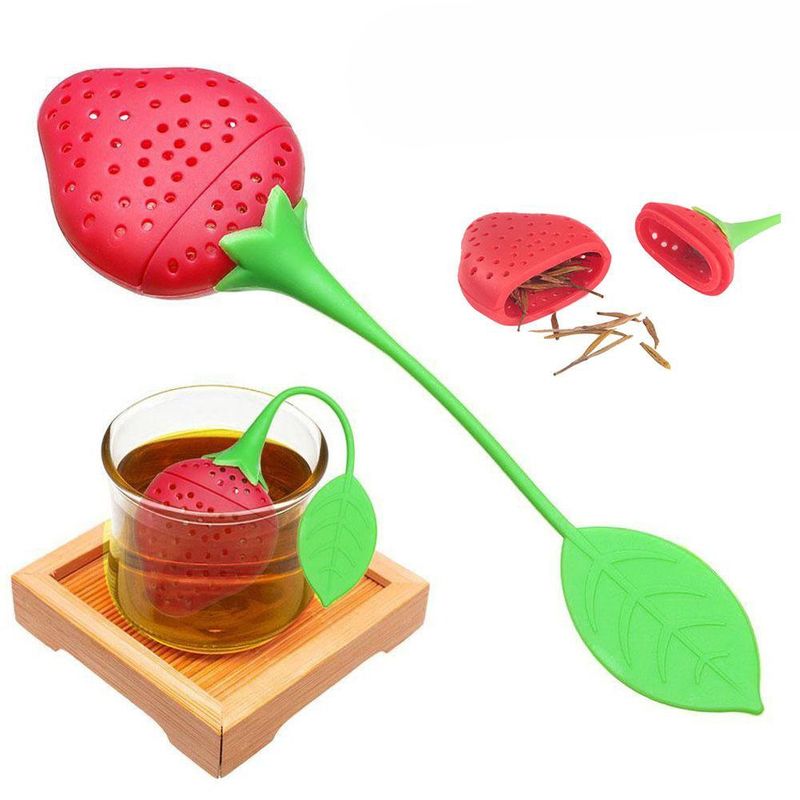 KUANGYE - Infusor De Té Frutas De Silicona Forma De Frutilla 20pcs