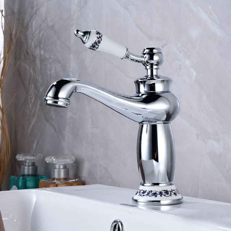 DANWEILE - Grifo de lavabo vintage doble entrada de agua fría y caliente - Plata