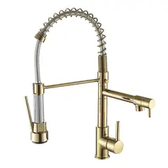 DANWEILE - Grifo llave lavaplatos monomando cocina extensible triple - Dorado