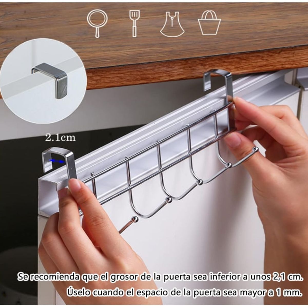 KUANGYE - 2 pcs Gancho Sobre Puerta Colgador Perchero 5 Ganchos Acero