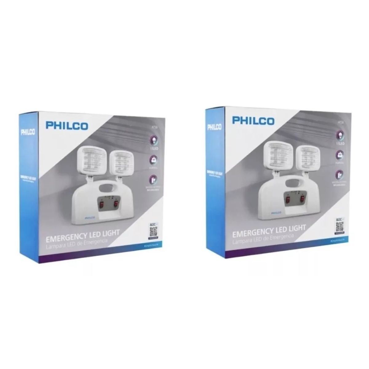 PHILCO - Pack 02 Lampara De Emergencia Led 2 Focos Philco Certificada