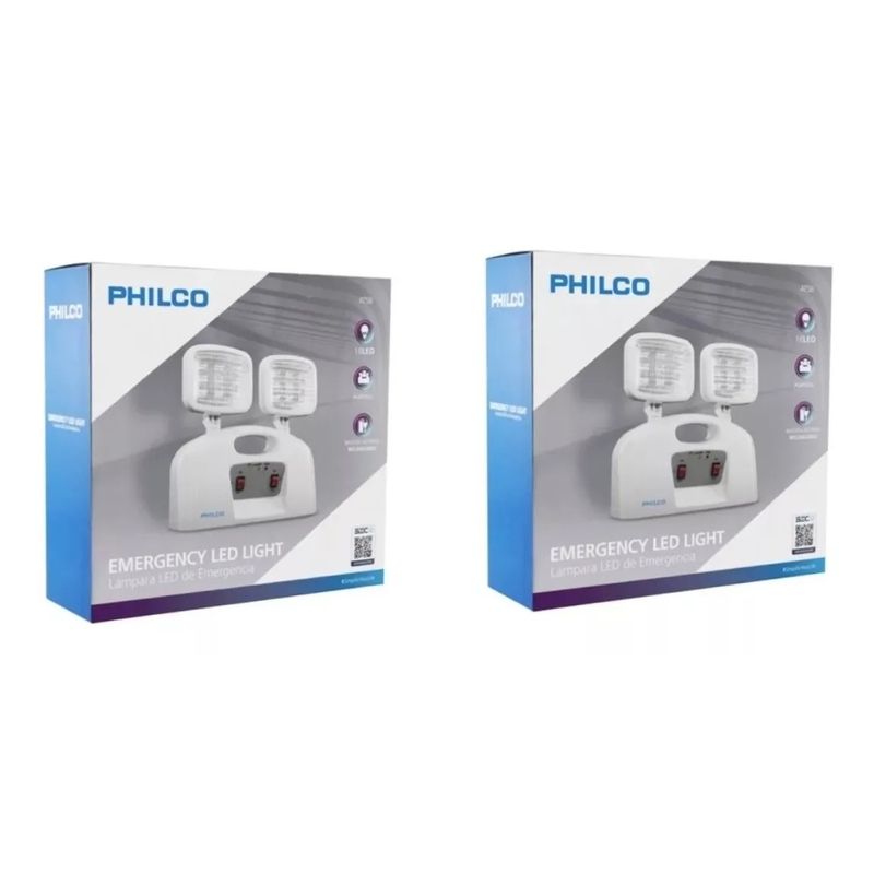 PHILCO - Pack 02 Lampara De Emergencia Led 2 Focos Philco Certificada