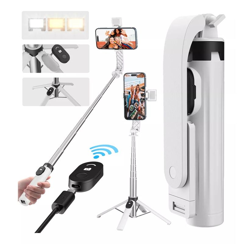 YAYKO - Palo Selfie Bluetooth Inalámbrico Portátil Blanco+ Quadpod