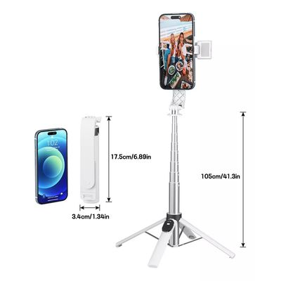 Imagen 2 del producto Palo Selfie Bluetooth Inalámbrico Portátil Blanco+ Quadpod