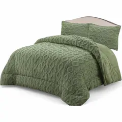 GENERICO - Cobertor De Invierno 15 Plaza+1 Funda Texturizado Trenzado Verde