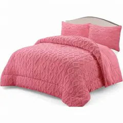 GENERICO - Cobertor De Invierno 15 Plaza+1 Funda Texturizado Trenzado Rosa