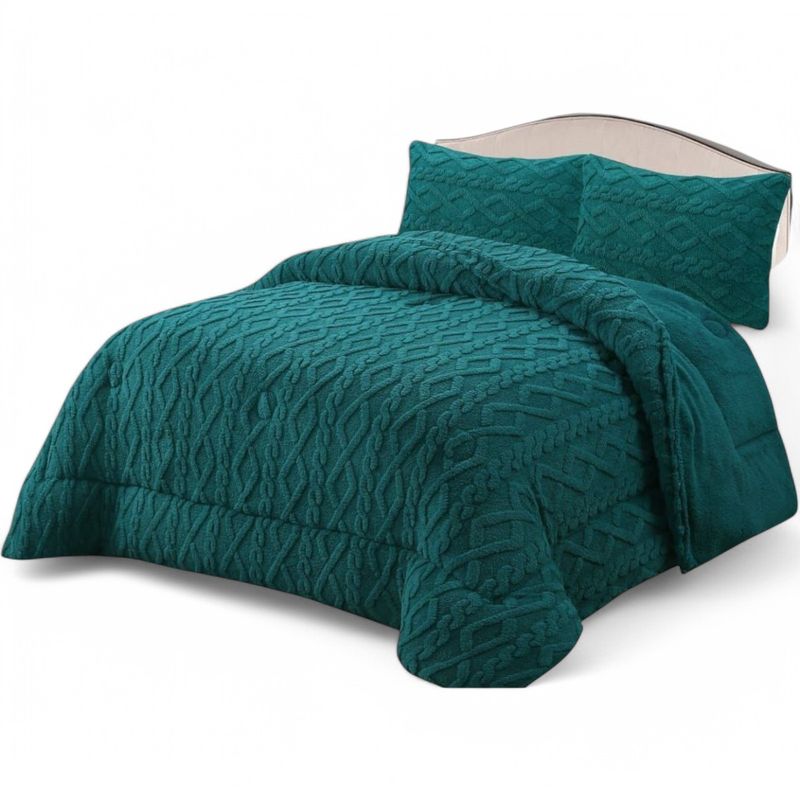 GENERICO - Cobertor De Invierno 15 Plaza+1 Funda Texturizado Trenzado Turquesa