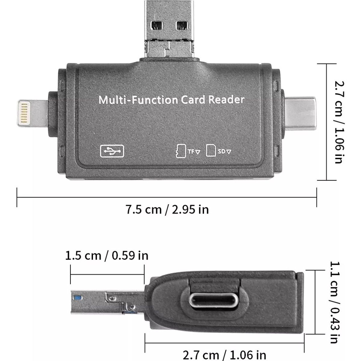 YAYKO - Adaptador 7 En 1 Lector Tarjetas Sd Y Tf, 3.0 Usb