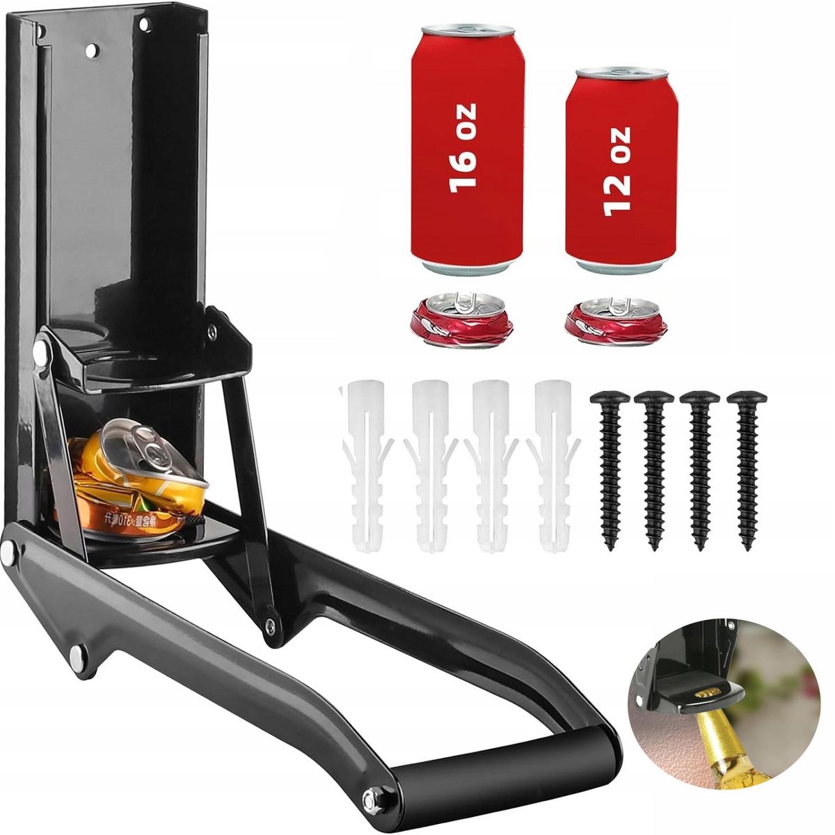 KUANGYE - Aplastador De Latas De Aluminio Con Abrelatas 500 Ml