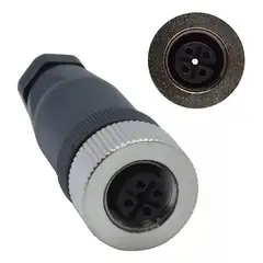 GENERICO - Conector Recto Hembra M12 4 Pines Con Código A Hembra