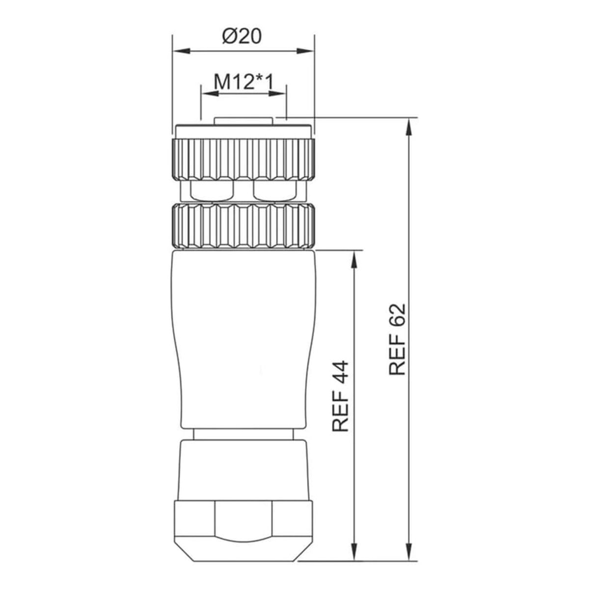 GENERICO - Conector Recto Hembra M12 4 Pines Con Código A Hembra